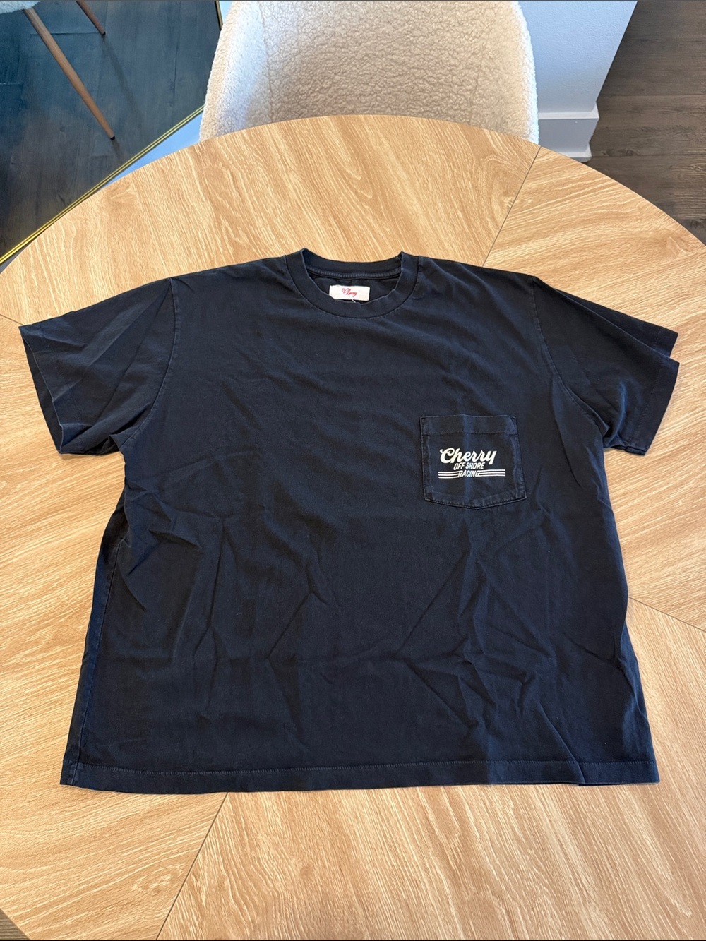 Cherry LA Black Short Sleeve Pocket Tee with White Chest Script